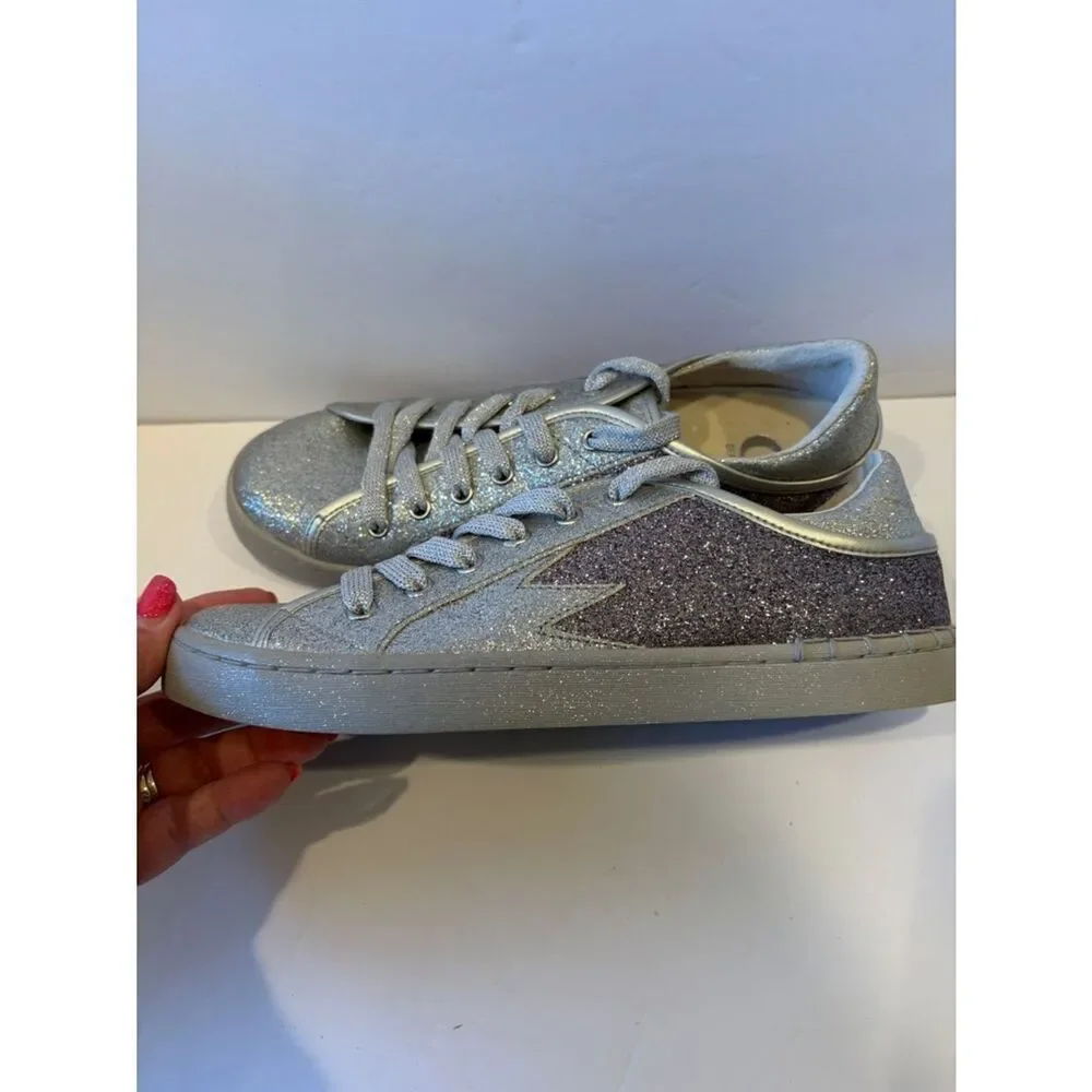 Sparkle Glitter Lace-Up Sneakers - Silver GB GIANNI BINI
